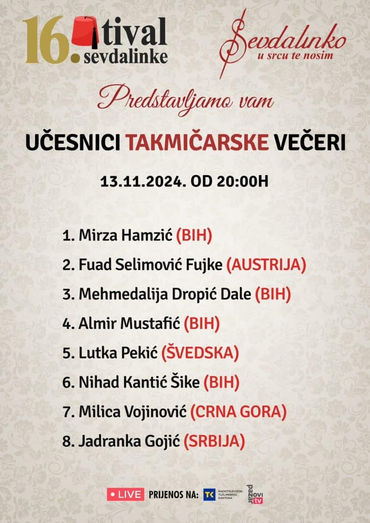 Festival sevdalinke: Osam pjesama u borbi za najprestižniju nagradu – Plaketu „Safet Isović“ festival sevdalinke: osam pjesama u borbi za najprestižniju nagradu – plaketu „safet isović“